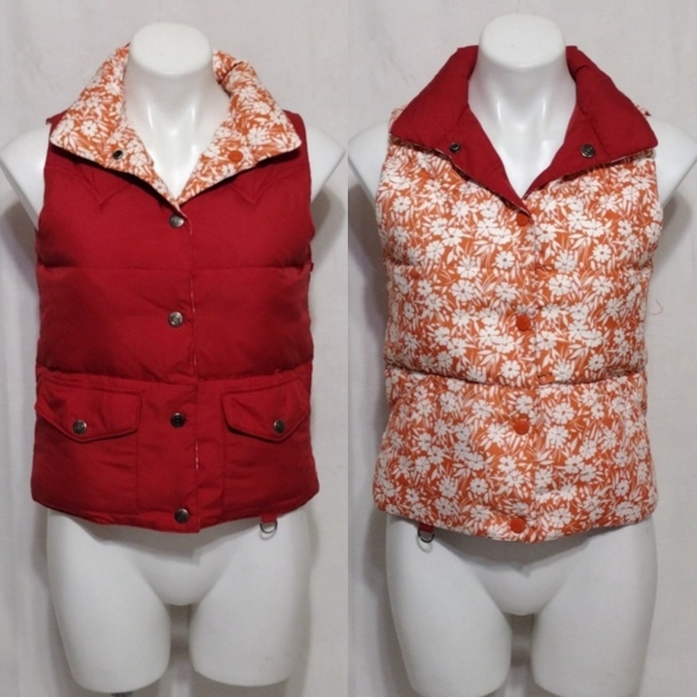 American Eagle Reversible Quilted Puffer Vest Button Up Jacket Women’s XS